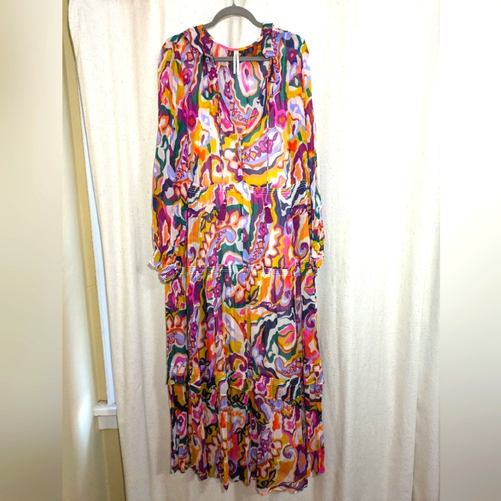 Anthropologie sheer tiered Maxi Dress